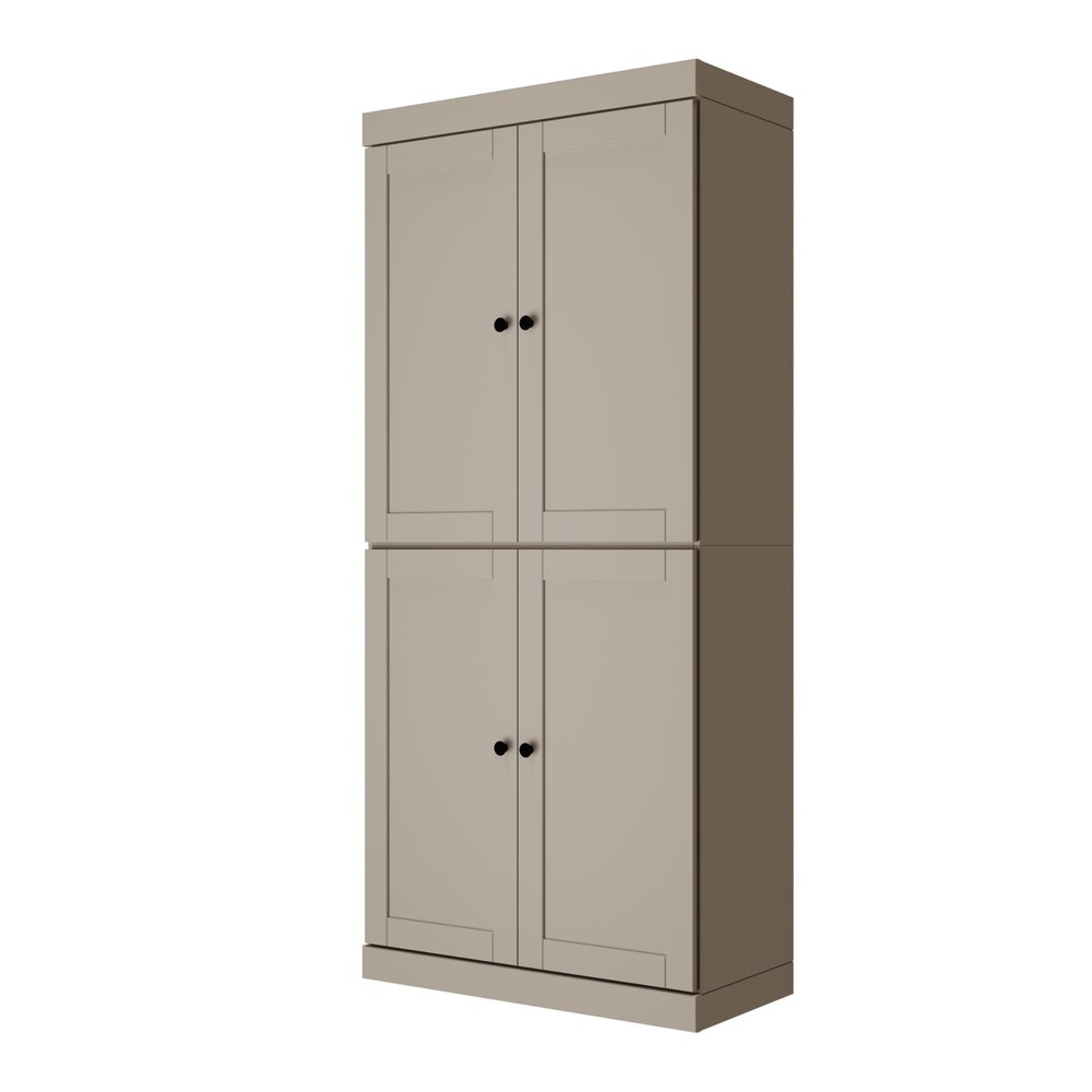 72" Teal Blue Solid Wood Four Door Pantry Or Storage Closet