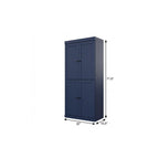 72" Teal Blue Solid Wood Four Door Pantry Or Storage Closet