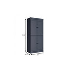 72" Teal Blue Solid Wood Four Door Pantry Or Storage Closet