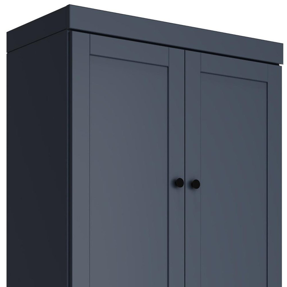 72" Teal Blue Solid Wood Four Door Pantry Or Storage Closet