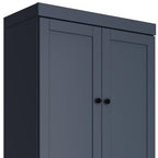 72" Teal Blue Solid Wood Four Door Pantry Or Storage Closet