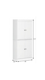 72" White Solid Wood Four Door Two Drawer Pantry Or Storage Closet