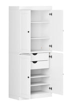 72" White Solid Wood Four Door Two Drawer Pantry Or Storage Closet