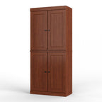 72" White Solid Wood Four Door Two Drawer Pantry Or Storage Closet
