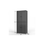 72" White Solid Wood Four Door Two Drawer Pantry Or Storage Closet