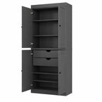 72" White Solid Wood Four Door Two Drawer Pantry Or Storage Closet