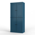 72" White Solid Wood Four Door Two Drawer Pantry Or Storage Closet