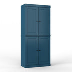 72" White Solid Wood Four Door Two Drawer Pantry Or Storage Closet