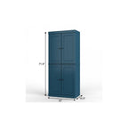 72" White Solid Wood Four Door Two Drawer Pantry Or Storage Closet