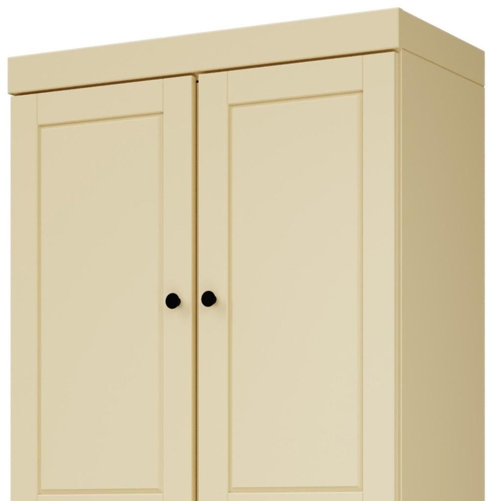 72" White Solid Wood Four Door Two Drawer Pantry Or Storage Closet