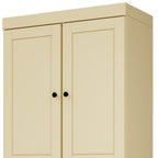 72" White Solid Wood Four Door Two Drawer Pantry Or Storage Closet