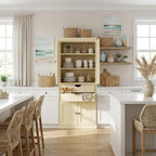 72" White Solid Wood Four Door Two Drawer Pantry Or Storage Closet