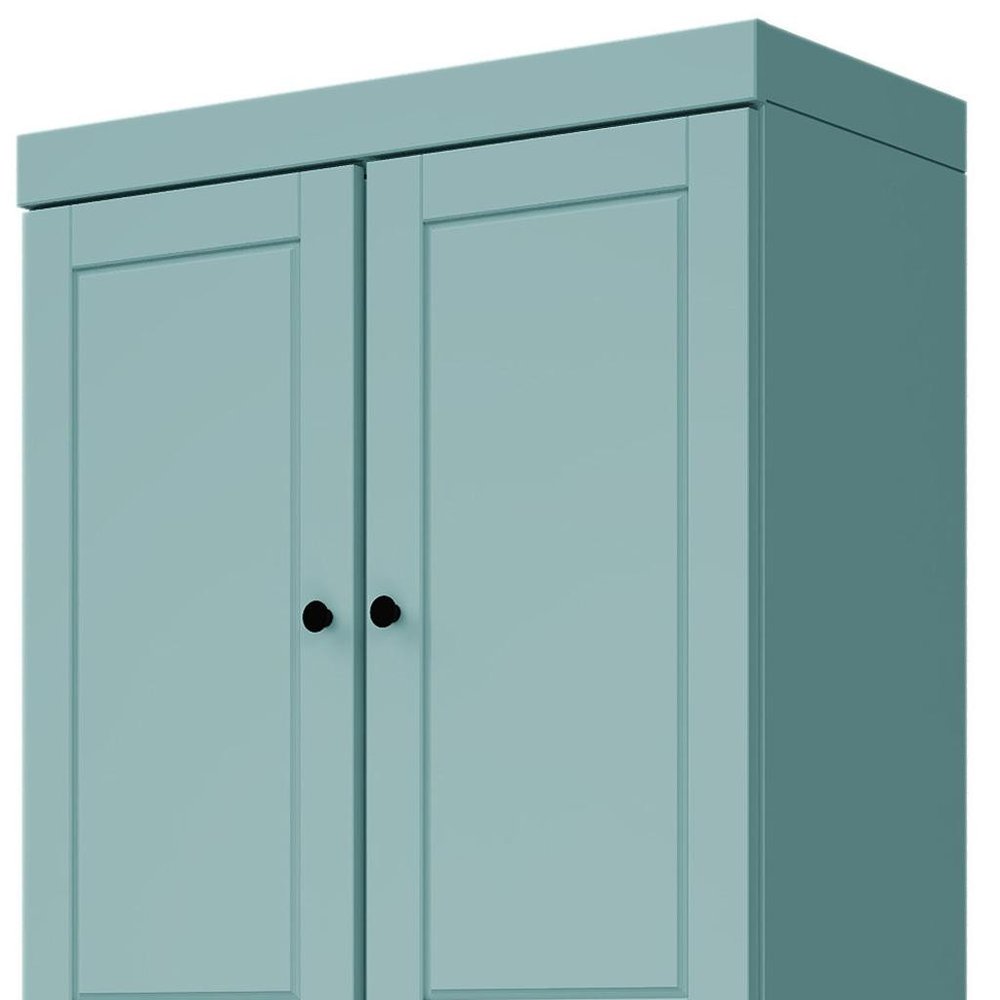 72" White Solid Wood Four Door Two Drawer Pantry Or Storage Closet