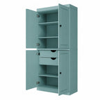72" White Solid Wood Four Door Two Drawer Pantry Or Storage Closet