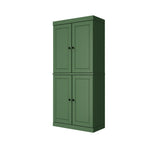 72" White Solid Wood Four Door Two Drawer Pantry Or Storage Closet