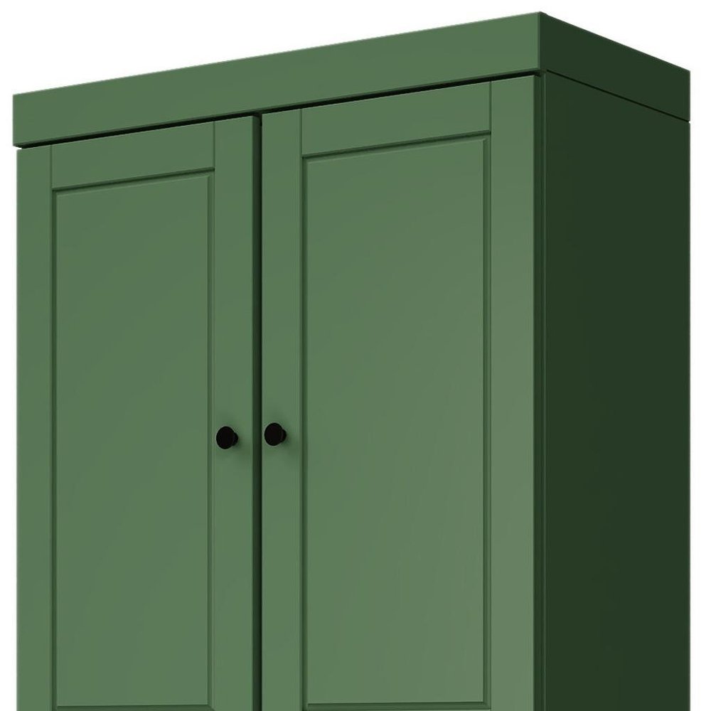 72" White Solid Wood Four Door Two Drawer Pantry Or Storage Closet