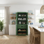 72" White Solid Wood Four Door Two Drawer Pantry Or Storage Closet