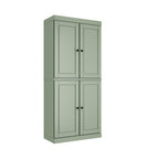 72" White Solid Wood Four Door Two Drawer Pantry Or Storage Closet