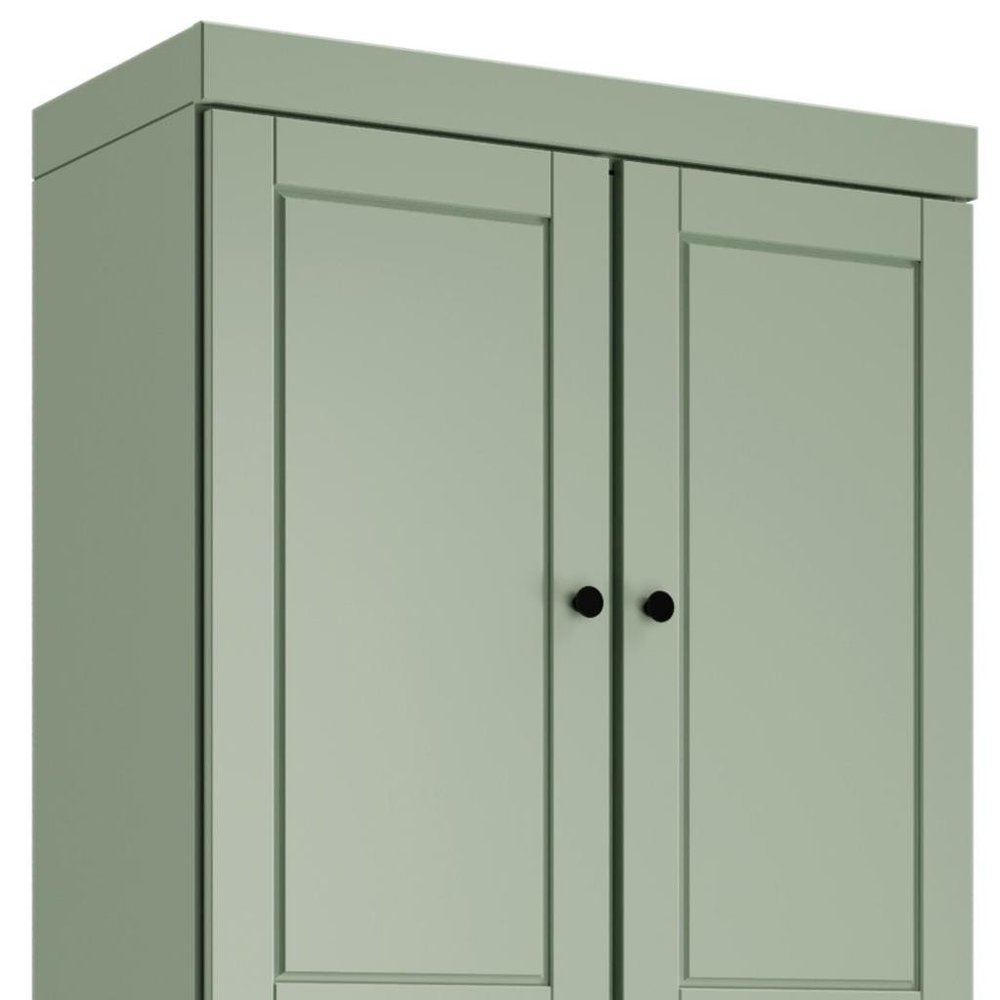 72" White Solid Wood Four Door Two Drawer Pantry Or Storage Closet