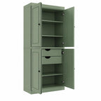 72" White Solid Wood Four Door Two Drawer Pantry Or Storage Closet