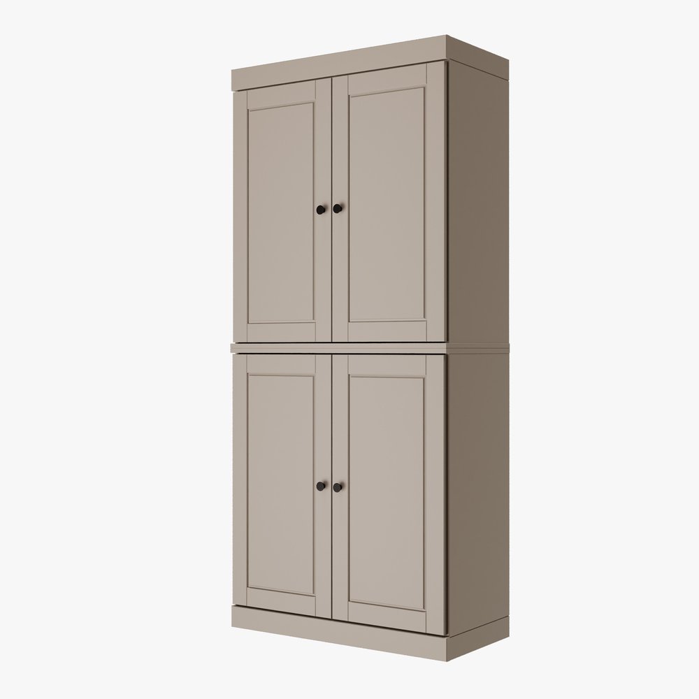 72" White Solid Wood Four Door Two Drawer Pantry Or Storage Closet