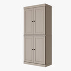 72" White Solid Wood Four Door Two Drawer Pantry Or Storage Closet