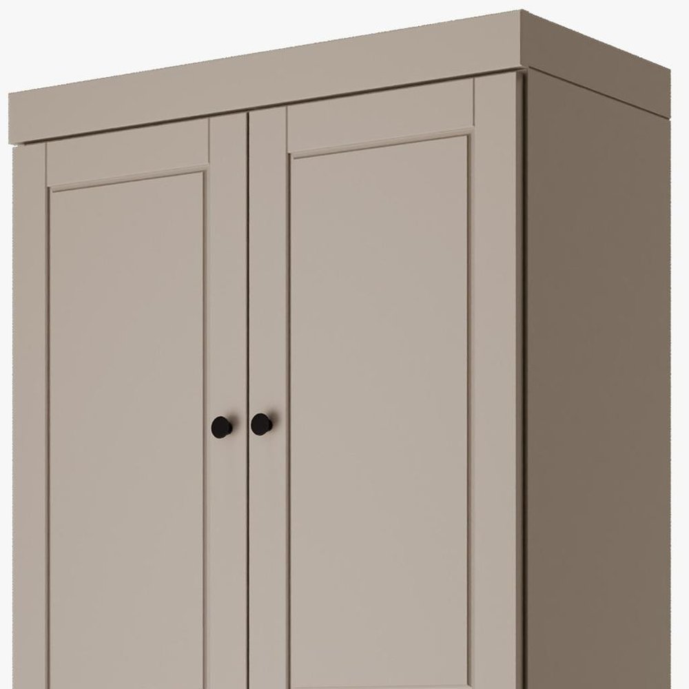 72" White Solid Wood Four Door Two Drawer Pantry Or Storage Closet