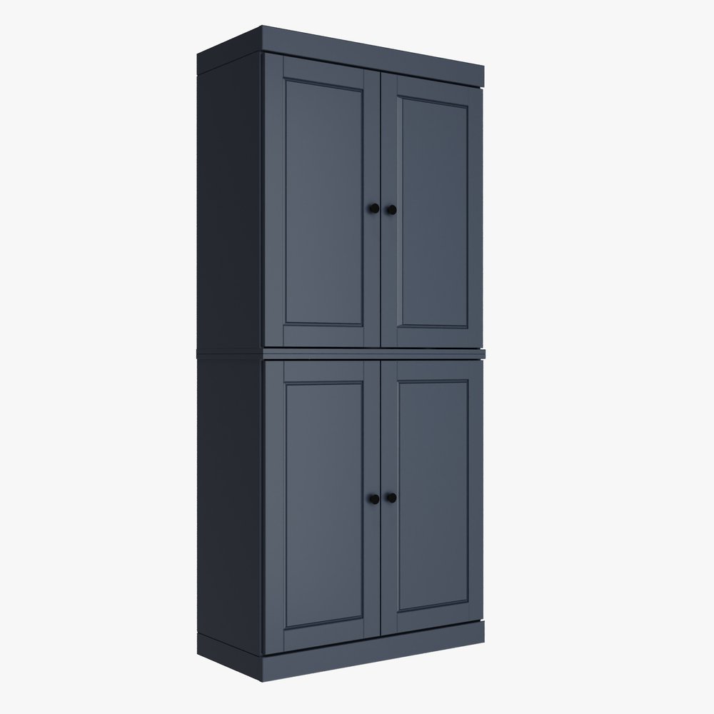 72" White Solid Wood Four Door Two Drawer Pantry Or Storage Closet