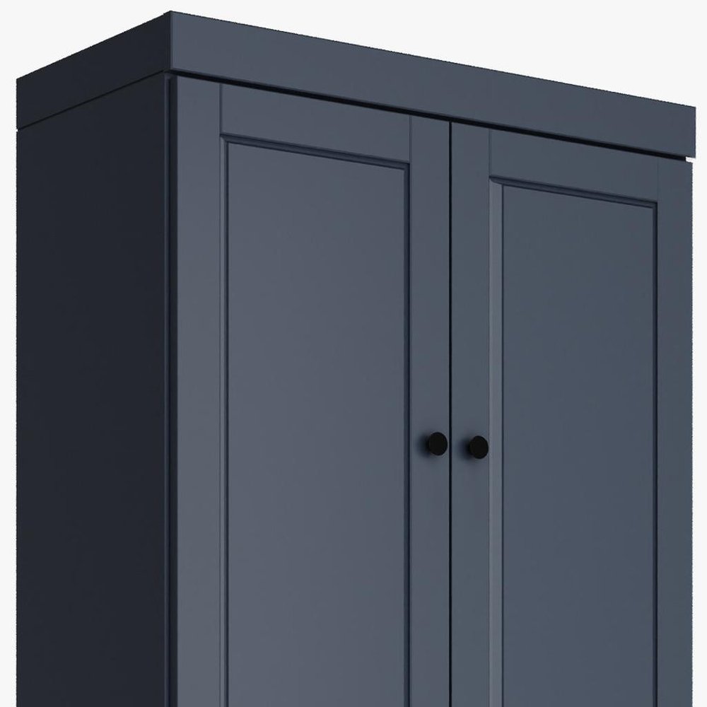 72" White Solid Wood Four Door Two Drawer Pantry Or Storage Closet