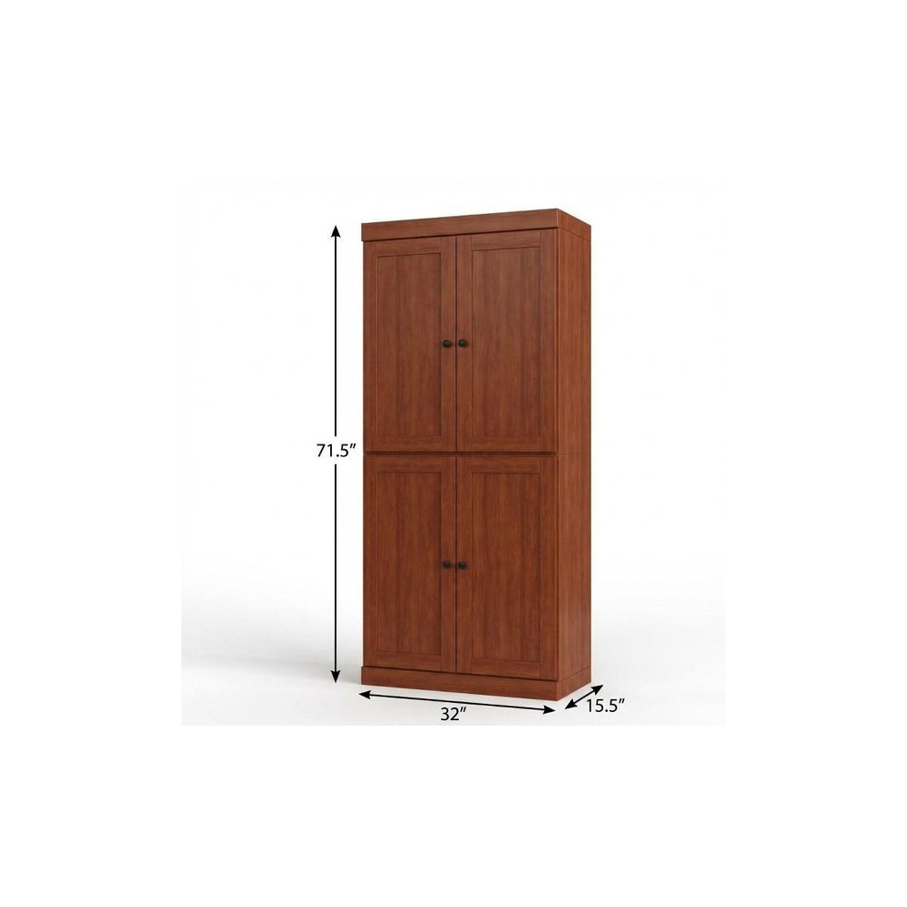 72" White Solid Wood Four Door Two Drawer Pantry Or Storage Closet