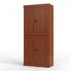 72" White Solid Wood Four Door Two Drawer Pantry Or Storage Closet