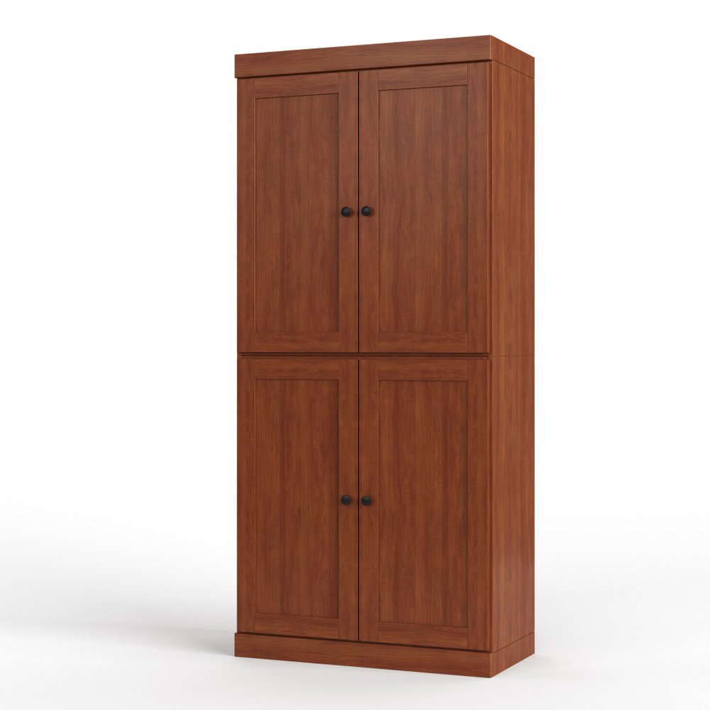 72" White Solid Wood Four Door Two Drawer Pantry Or Storage Closet