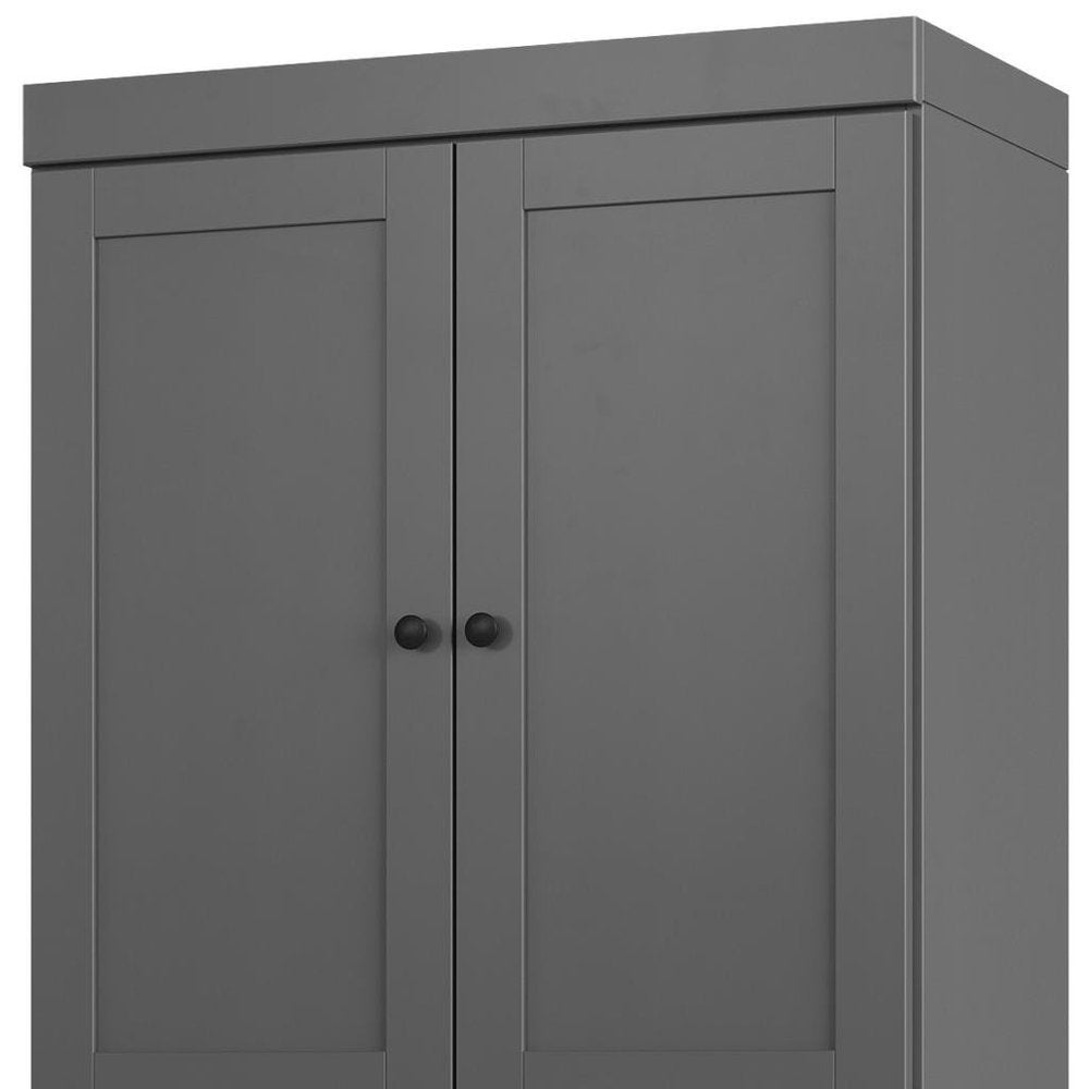 72" White Solid Wood Four Door Two Drawer Pantry Or Storage Closet