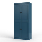 72" White Solid Wood Four Door Two Drawer Pantry Or Storage Closet