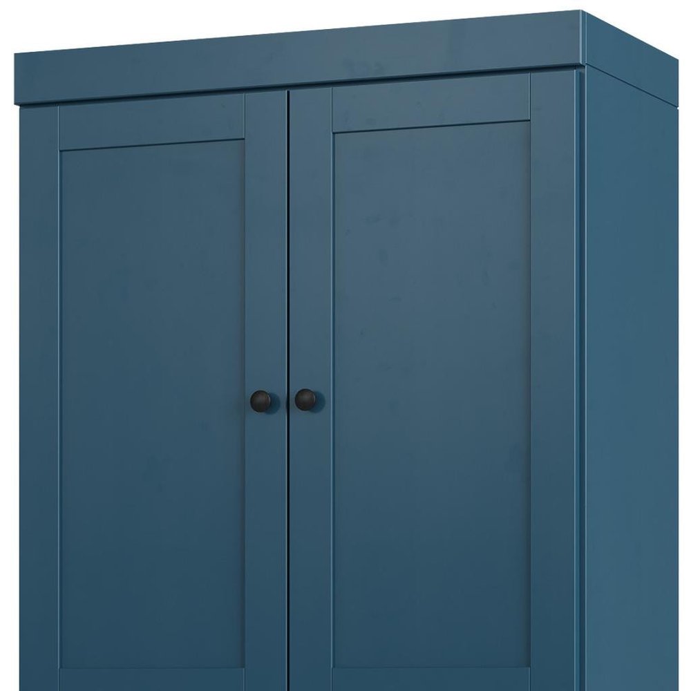 72" White Solid Wood Four Door Two Drawer Pantry Or Storage Closet