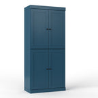 72" White Solid Wood Four Door Two Drawer Pantry Or Storage Closet