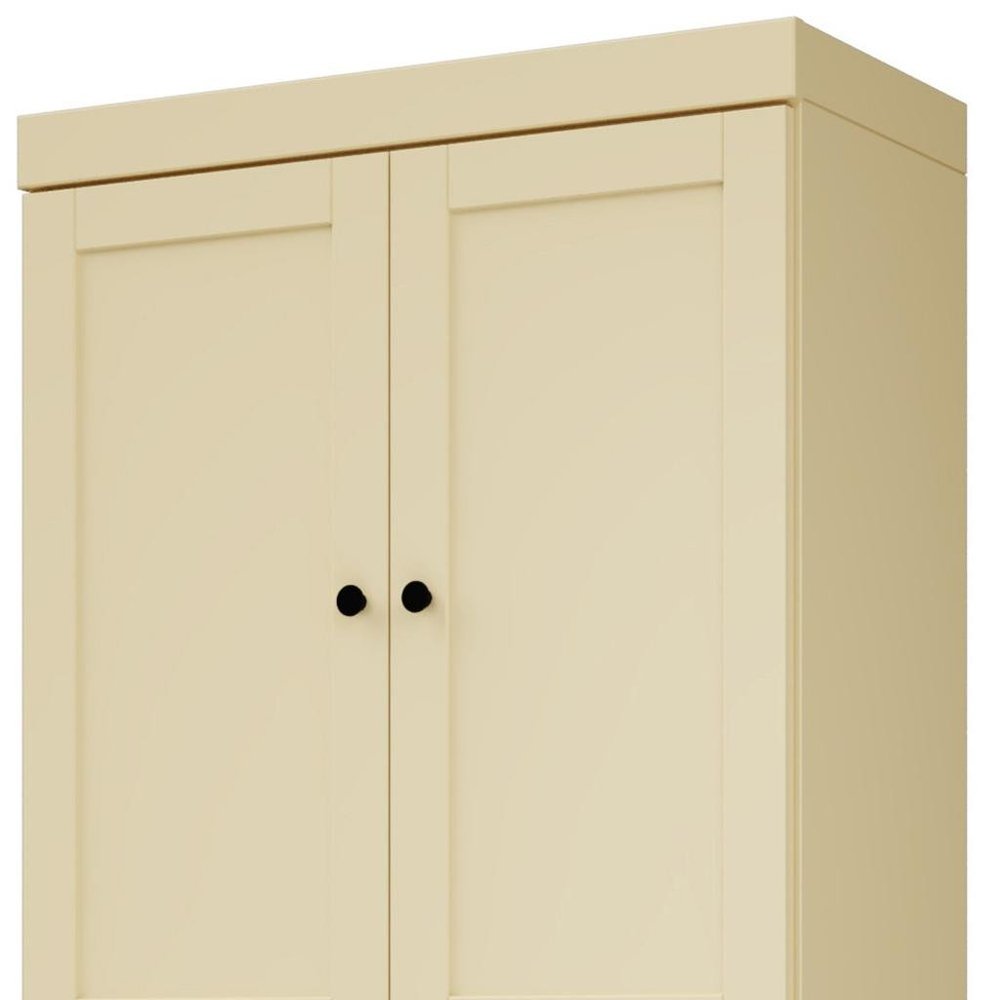 72" White Solid Wood Four Door Two Drawer Pantry Or Storage Closet