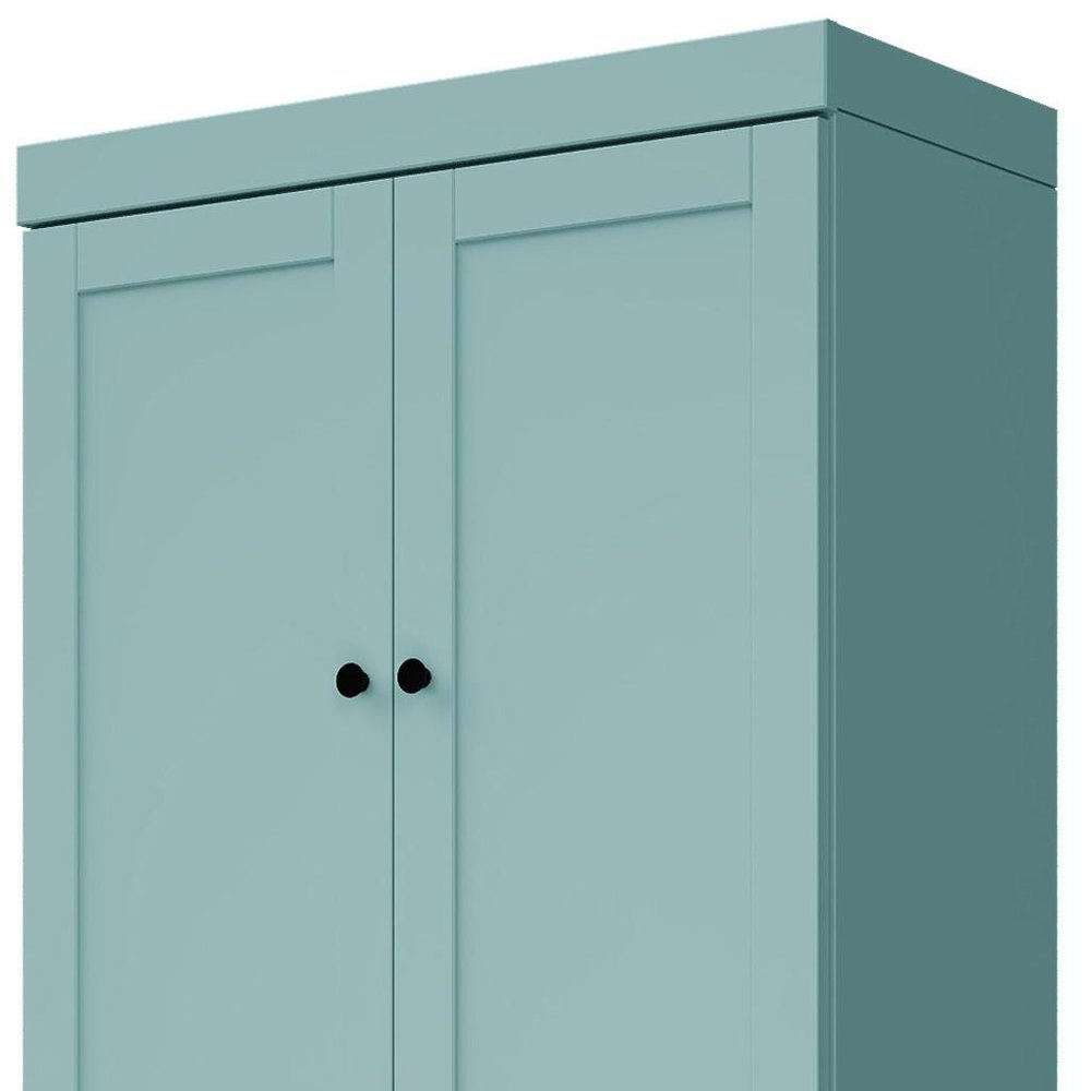 72" White Solid Wood Four Door Two Drawer Pantry Or Storage Closet