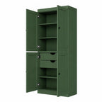72" White Solid Wood Four Door Two Drawer Pantry Or Storage Closet
