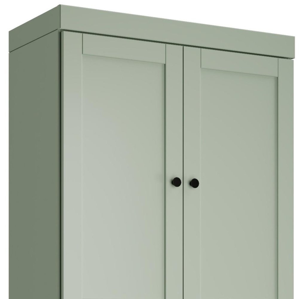 72" White Solid Wood Four Door Two Drawer Pantry Or Storage Closet