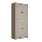 72" White Solid Wood Four Door Two Drawer Pantry Or Storage Closet