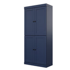 72" White Solid Wood Four Door Two Drawer Pantry Or Storage Closet