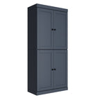 72" White Solid Wood Four Door Two Drawer Pantry Or Storage Closet