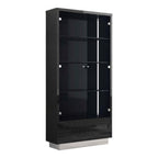41" Dark Gray Wood Display Cabinet With LED With Two Doors And One Drawer