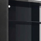 41" Dark Gray Wood Display Cabinet With LED With Two Doors And One Drawer