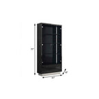 41" Dark Gray Wood Display Cabinet With LED With Two Doors And One Drawer