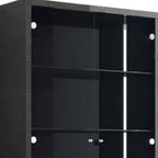 41" Dark Gray Wood Display Cabinet With LED With Two Doors And One Drawer