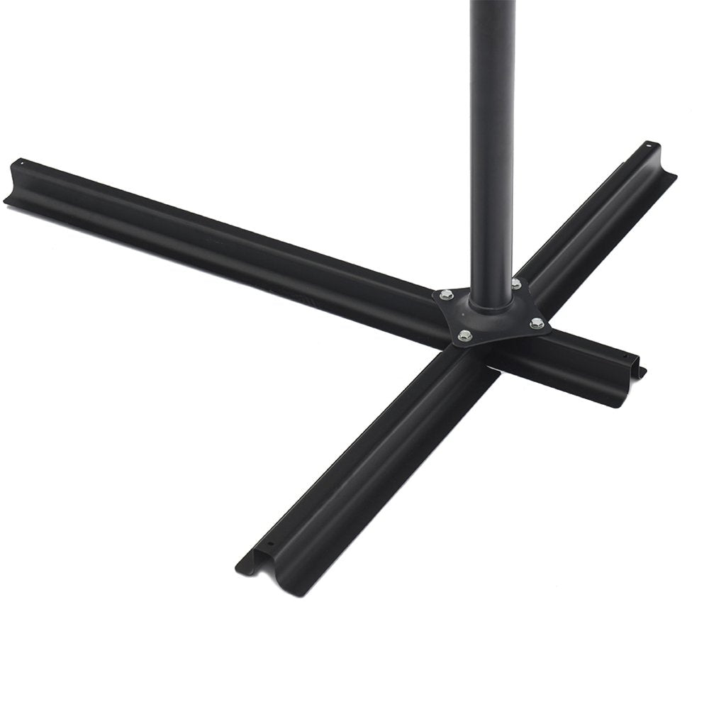 9.5' Gray Polyester Hexagonal Cantilever Patio Umbrella with Stand