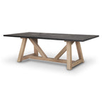 84" Black and Brown Solid Wood Trestle Base Dining Table