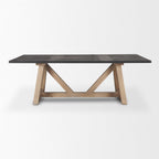 84" Black and Brown Solid Wood Trestle Base Dining Table